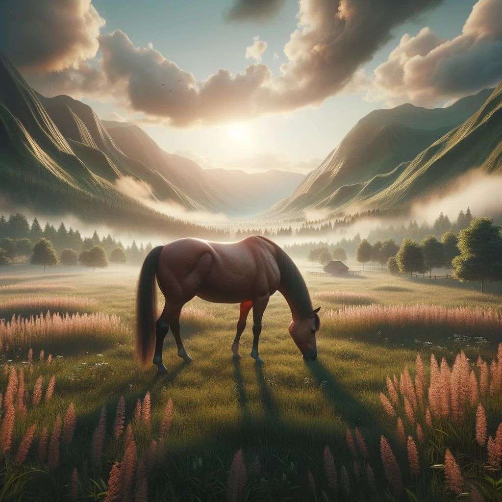 a horse, digital art, 3D style